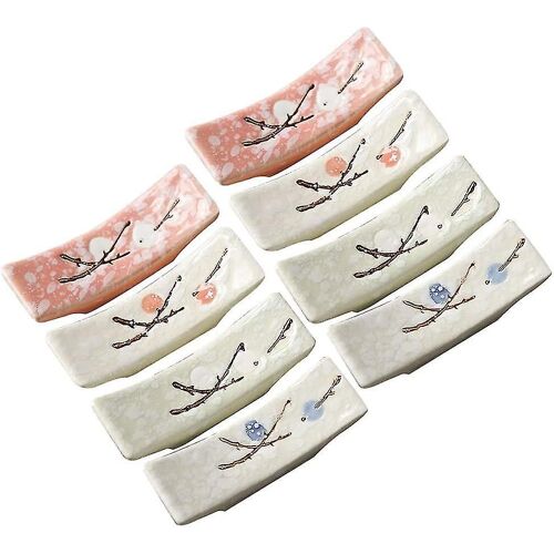 Ensemble De Baguettes Élégantes En Céramique Avec Motif Fleur De Prunier ¿ 8 Pièces Avec Supports, Parfait Pour Les Repas Et Les Cadeaux