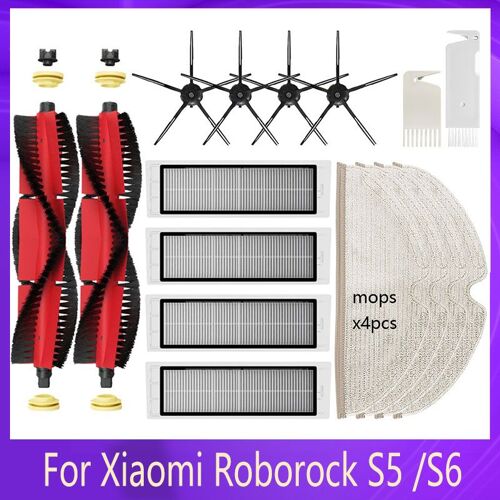 Pi¿¿ces Pour Aspirateur Robot Xiaomi Roborock S5 S6 Maxv S6 Pure E4 E5, Brosse Lat¿¿rale Principale, Filtre Hepa, Accessoires En Tissu De Vadrouille Lav 9109-May17517