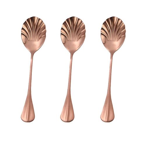 Lot De 3 Cuillères À Mélanger En Acier Inoxydable ¿ Manche Long En Forme De Coquillage Pour Boissons Et Desserts ¿ Ustensiles De Cuisine Durables Et Élégants
