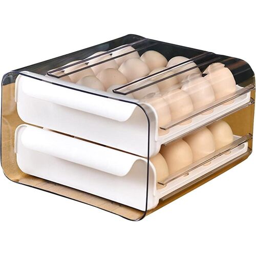 Porte-?ufs Double Couche Avec 32 Compartiments - Conception Anti-Poussière, Anti-Humidité Et Peu Encombrante Pour Réfrigérateurs