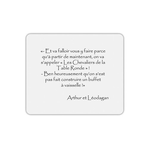 Tapis de souris rectangle Arthur table ronde citation Kaamelott