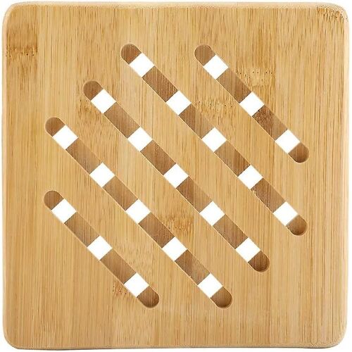 Tapis Isolant En Bambou Écologique - Motif À Carreaux, Haute Résistance À La Chaleur, Décoration De Cuisine Polyvalente