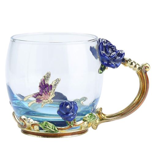 Ensemble Élégant De Tasses À Café En Verre À Motif Floral ¿ Tasses À Thé Uniques Avec Cuillère Et Sous-Verre ¿ Cadeau Idéal Pour Les Femmes Et Les Occasions Spéciales