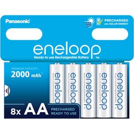 HEUE-Piles Rechargeables Aa/Mignon,Lot De 8,Capacité De Min. 2000 Mah,Piles Ni-Mh,Prêt À L'Emploi,Rechargeables Jusqu'À 2000 Fois,Emballage Sans Plastique,Standard,Blanches
