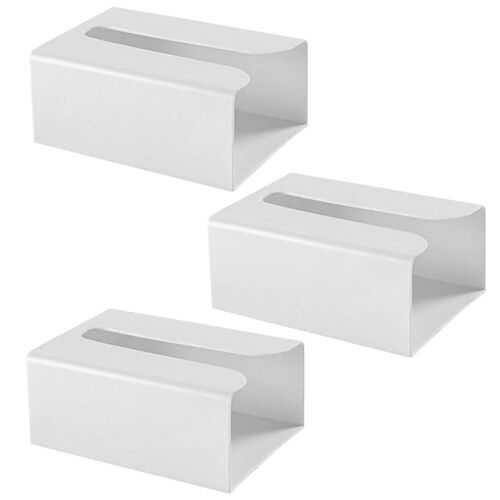 Lot De 3 Porte-Mouchoirs Muraux - Rangement Élégant Pour Cuisine Et Salle De Bain, Design Compact, Supports En Plastique Blanc