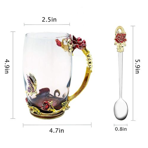 Tasse À Thé En Verre Émaillé Fait Main, Motif Papillon Et Rose, Sans Plomb, Cadeau Unique Pour Toutes Les Occasions, Verrerie Élégante