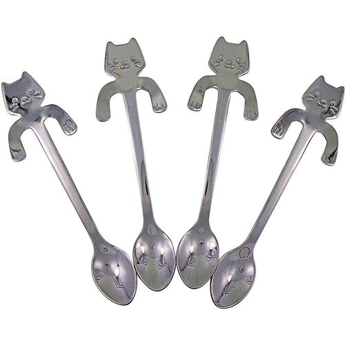 Adorable Cuillère À Café En Acier Inoxydable En Forme De Chat - Parfaite Pour Le Café, Le Thé Et Les Cadeaux - Design Portable Et Durable