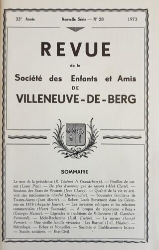 Revue De La Société Des Enfants Et Amis De Villeneuve-De-Berg N° 28 - 1973