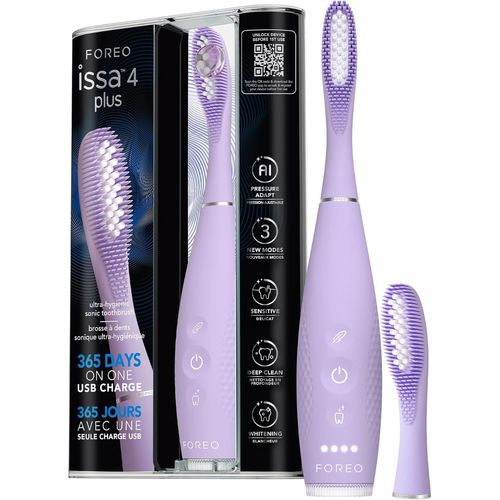 Issa 4 Plus Brosse À Dents Électrique Sonique - Kit Rechargeable 4-En-1 Guidé Par Ia Avec Tête Hybride Silicone Et Polymère Extra,Poils Souples,Blanchiment,Nettoyage Ultra-Hygiénique-Lavande