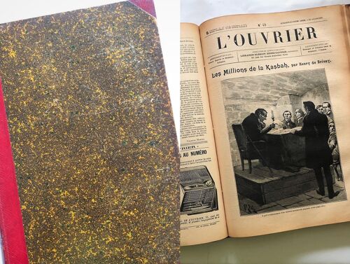 Reliure 1901/1902 Du Journal Illustré "L'ouvrier", Librairie Blériot Paris - 41ème Année - Illustration, Feuilleton, Publicité, Jeux, Poésie, Causeries, Histoires - 104 Numéros Soit 832 Pages