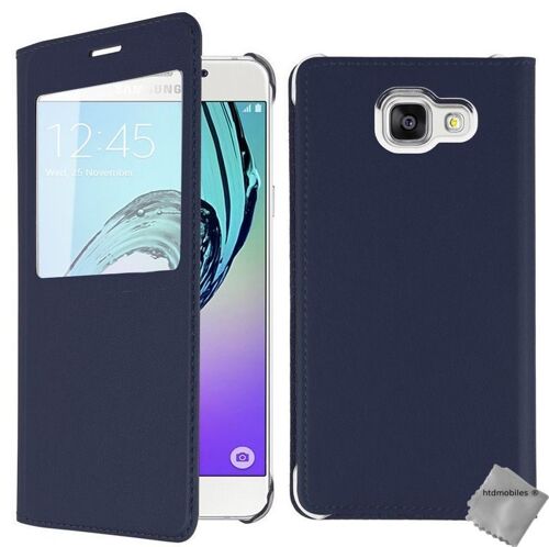 Housse etui coque portefeuille s-view pour Samsung Galaxy A3 (version 2016) + verre trempe - BLEU