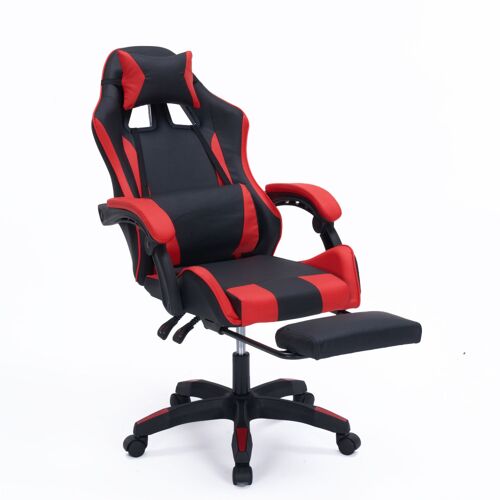 Chaise gaming de bureau ergonomique inclinable noir et rouge Altair