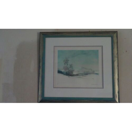 Lithographie Ea "Paysage Hivernal" De Maugeri