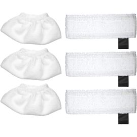 Ensemble de Chiffons en Microfibre pour Kärcher SC2/SC3/SC4/SC5,Ensemble de Chiffons D'essuyage pour Nettoyeur Vapeur (3 Couvre-Buses de Chiffon et 3 tampons de)