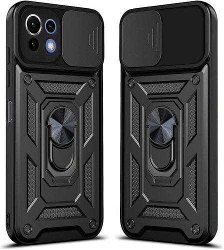 Coque Pour Xiaomi Mi 11 Noir Dure Rigide Cache Caméra Anneau Arrière Bordure Renforcée