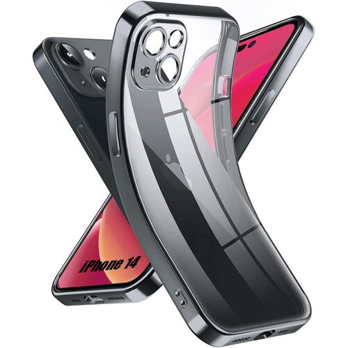 Coque pour iPhone 14 Protection Silicone Contour Métallique Noir