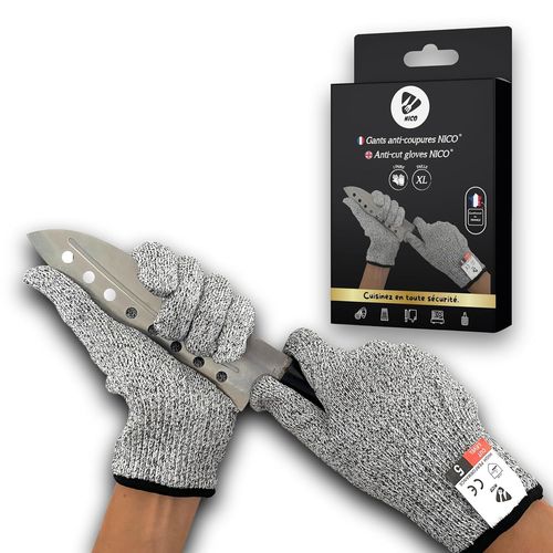 Gants Anti-Coupures Professionnels Haute Protection Garantie à Vie|Meilleure Sécurité contre les Blessures en Cuisine|Huitres Mandoline Viande Boucher Poisson Certifié CE Niveau 5 (1 Paire).[H89]
