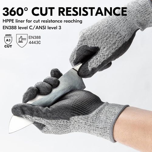 1 Paire Gants Résistants aux Coupures,Doublure Anti-coupure HPPE,Protection des Mains,EN388 Niveau C,ANSI Niveau 3 (SK2131).[H189]
