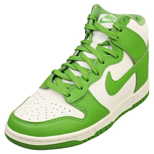 Nike Dunk High Femme - Baskets Fashion En Cuir Blanc Et Vert - 38 1/2