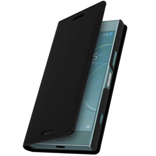 Etui Xperia XZ1 Compact Clapet Portefeuille Cuir - Fonction Stand Noir