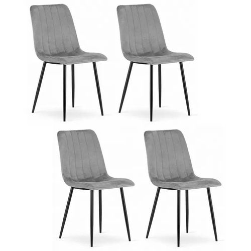 Chaise Komodee Orsara - 4 Pieces - Gris Clair - Tapisser En Velours 51 X 43 X 90 Cm