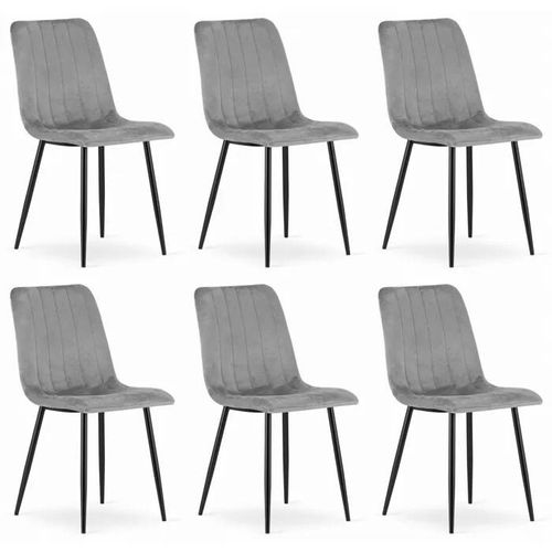 Chaise Komodee Orsara - 6 Pieces - Gris Clair - Tapisser En Velours 51 X 43 X 90 Cm