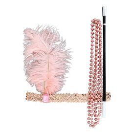 3 Accessoires Déguisement Charleston Rose Femme