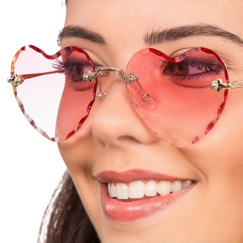 Paire De Lunettes Festives Métal C?'ur Rose Adulte
