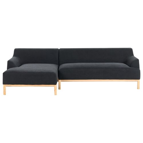 Canapé d'angle à droite en tissu noir SOSJO