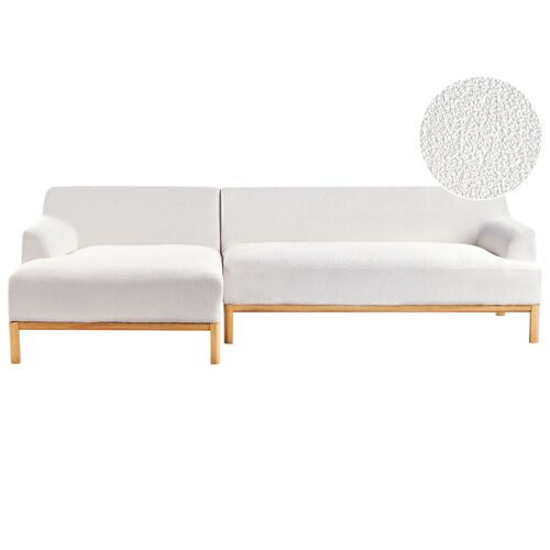 Canapé d'angle à droite en tissu bouclé blanc cassé SOSJO
