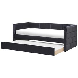Lit gigogne Velours CHAVONNE 90 x 200 cm Noir