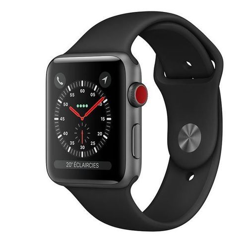 Apple Watch Series 3 (GPS + Cellular) - Boîtier 42 mm Aluminium Space Grey - Bracelet Sport Noir 140-210 mm