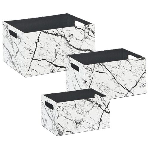 Lot de 3 boîtes LARSA Cuir PU Blanc