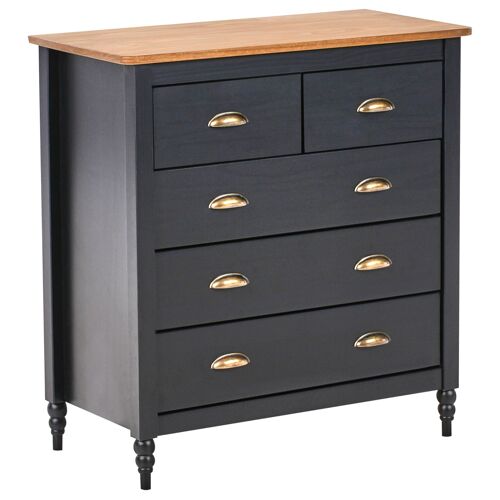 Commode À 5 Tiroirs Shillington Bois De Pin Noir