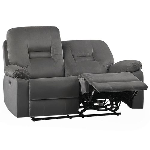 Canapé Inclinable Led 2 Places En Velours Gris Foncé Bergen