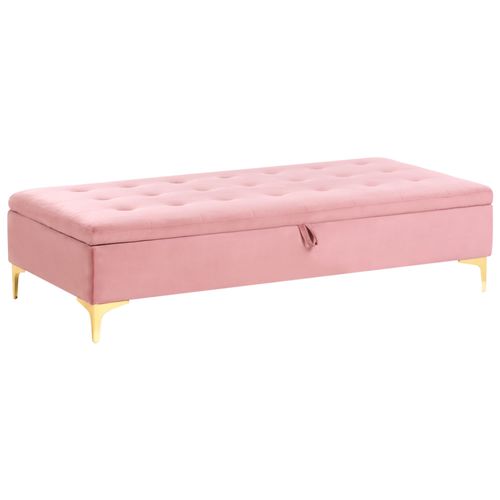 Pouf de rangement ABERDEEN Velours Rose