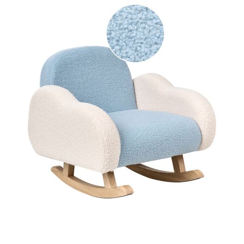 Chaise à bascule enfants en bouclé bleu clair SKARE
