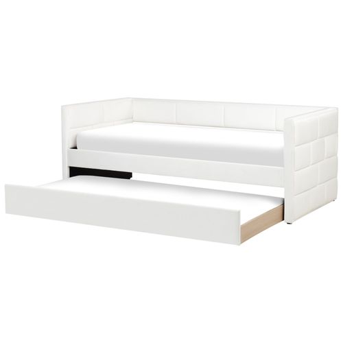 Lit gigogne Velours CHAVONNE 90 x 200 cm Blanc cassé