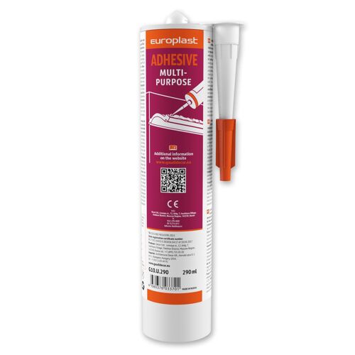 Colle d'installation pour moulures Profhome G10U290 colle extra forte à base de polymère MS pour pose à l’ intérieur et extérieur pièces humides blanc 290 ml