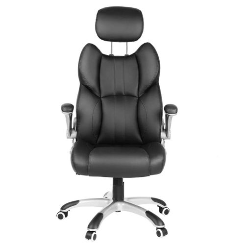 Siège De Bureau Pivotant Fauteuil Ergonomique Avec Accoudoirs Pliables Piètement En Étoile En Nylon Charge Maximale 150 Kg Noir Helloshop26 12_0007403