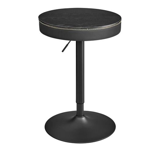 Table De Bar Réglable En Hauteur Petite Table Avec Rangement Pu Avec Coutures Style Moderne Mi-Siècle Bar Cuisine Salon Noir Helloshop26 12_0005363