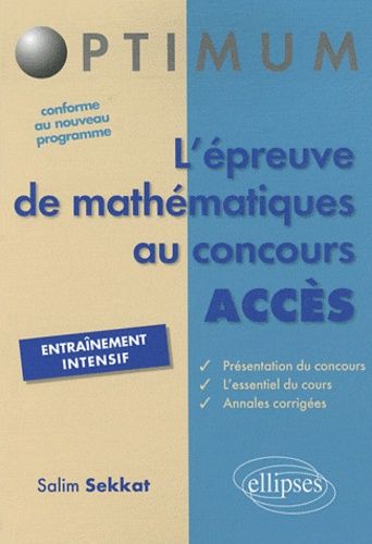 L'épreuve De Mathématiques Au Concours Acces