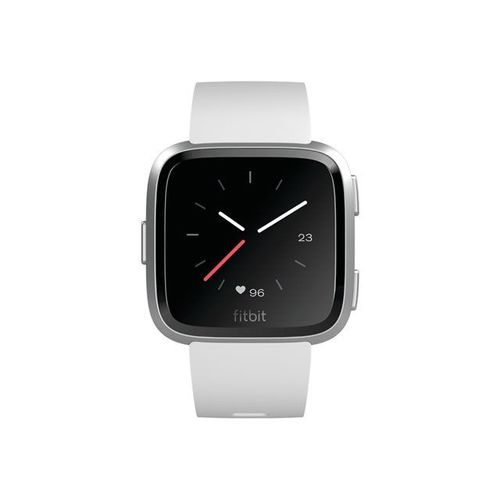 Fitbit Versa - Lite Edition - aluminium argenté - Montre connectée avec bracelet - silicone - blanc - taille du bracelet : S/L - Bluetooth - 40 g