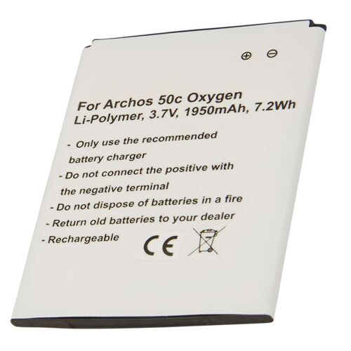 Batterie de Remplacement pour Archos 50c Oxygen Li-ion 3.7V 1950mAh Blanc Blanc