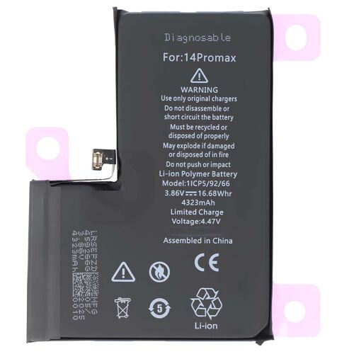 Batterie Diagnosticable Pour Iphone 14 Pro Max Li-Polymer 3,86v 4323mah 16,68wh Noir