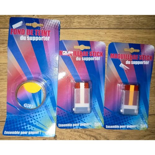 Lot De Maquillage De Supporter Fête Font De Teint Jaune Craies Visage, 3 Blisters