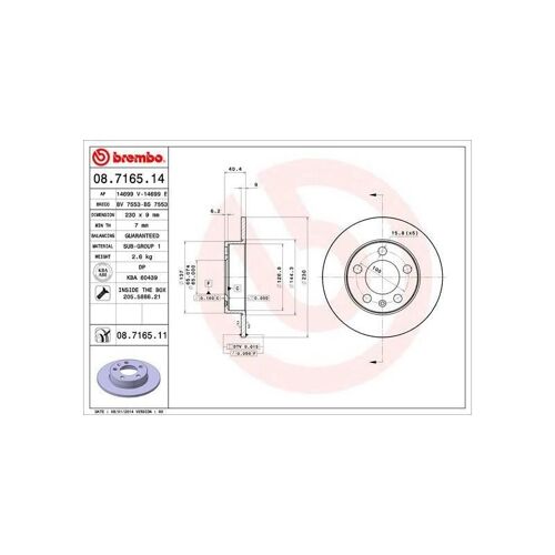 Kit De Disque De Frein 08.7165.11 - 2 Pieces