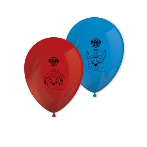 8 Ballons En Latex Rouge Et Bleu Pat' Patrouille Prêt Pour L'action Taille Unique