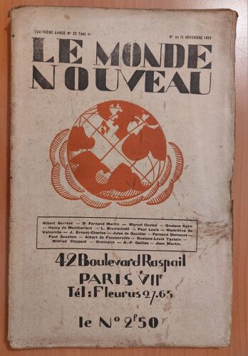 Le Monde Nouveau N° 23 Du 15 Novembre 1922