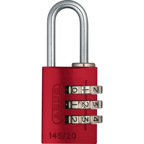 Cadenas à code - en aluminium - 3 molettes - 20 mm - Rouge - 145 ABUS